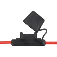 Black Sealey splashproof maxi blade fuse holder with red wire and hinged cover.