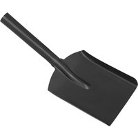 Black Sealey coal shovel with a 6-inch wide blade and a 185mm handle, featuring a flat edge and slight curve.