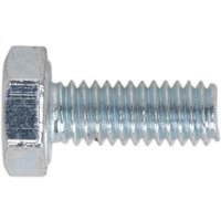 Silver Sealey setscrew M4 x 16mm with hexagonal head and threaded body, zinc finish, pack of 50.