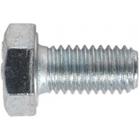 Zinc-coated M8 x 16mm setscrew with hexagonal head, silver finish, pack of 50 by Sealey.