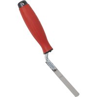 Sealey stainless steel edging trowel with red ergonomic handle and narrow flat blade.