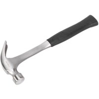 Steel claw hammer with a polished head and black rubber grip handle by Sealey.
