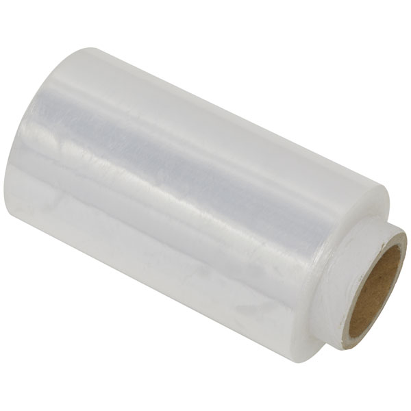 Clear, glossy protective film roll designed for steering wheels, measuring 150 meters in length, with a cardboard core for easy application.