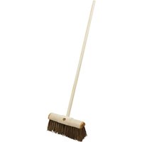 Sealey Stiff Bristle Broom with long wooden handle and dense dark bristles.