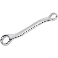 Sealey Stubby Offset Double Ring Spanner, silver, curved design, with two circular ends for metric nuts and bolts.