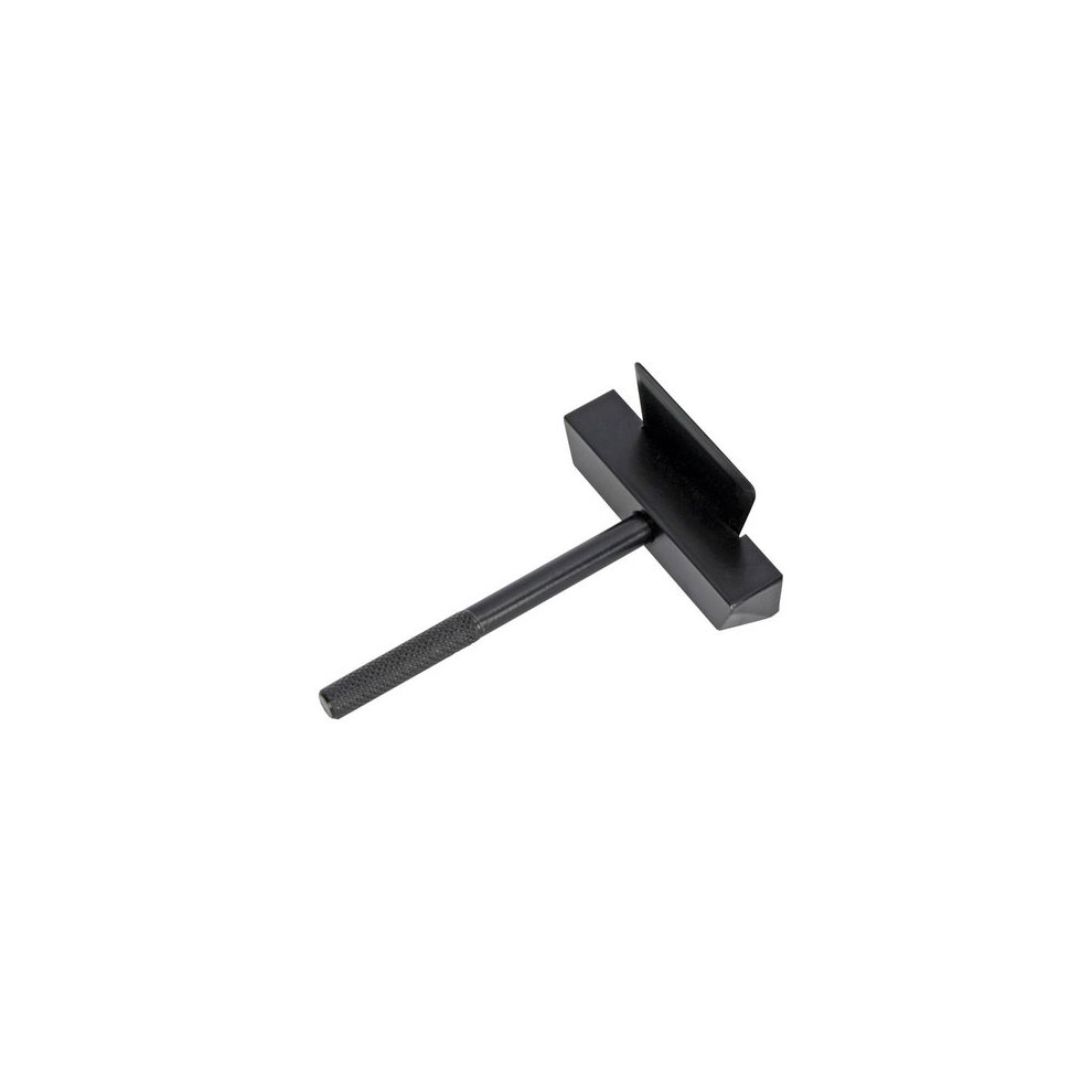Black metal sump separator with a textured handle and a flat, wide blade designed for separating oil from water in automotive applications.