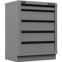 Gray Sealey Superline Pro 5 drawer tool cabinet with black handles and a sturdy, modular design.