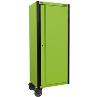 Green Sealey Superline Pro Side Locker with black trim, single door, and caster wheels.