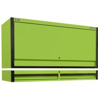 Green Sealey Superline Pro tool chest with top hutch, two black-trimmed drawers, and sleek design.