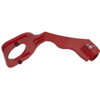 Red Sealey suspension strut support with circular cutout and clamp for 600TR transmission jack.