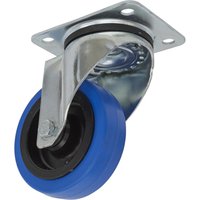 Sealey swivel plate castor with blue elastic wheel and silver metal bracket.
