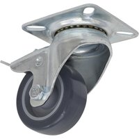 Sealey grey swivel plate castor with total lock, metal bracket, and black wheel with silver trim.