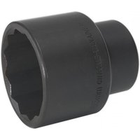 Black Sealey impact socket, 50mm bi-hex design, 3/4in square drive, cylindrical shape with engraved branding.