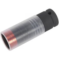 Sealey 21mm impact socket with black square drive, silver alloy body, and red ring near the open end.