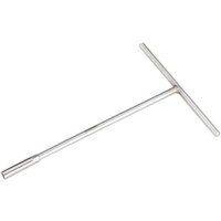Sealey T Handle Nut Driver, silver metal with long shaft and perpendicular handle for grip.