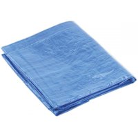 Blue Sealey tarpaulin, 2.44 x 3.05 meters, folded, with reinforced edges and waterproof surface.
