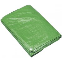Green Sealey tarpaulin 2.44 x 3.05m, folded with reinforced edges and metal grommets.