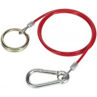 Red Sealey breakaway cable 1m x 3mm with metal ring and carabiner clip for trailer safety.