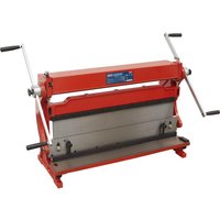 Red Sealey TIO760 3 in 1 Sheet Metal Machine with dual handles and robust steel construction.