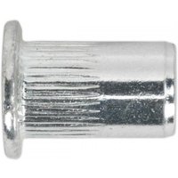 Sealey M4 splined threaded insert rivet nut, silver, cylindrical with flanged end, pack of 50.