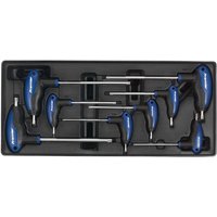Sealey tool tray with 8-piece T-handle TRX-Star key set, black tray, blue and black handles, silver shafts.