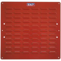 Red Sealey steel louvre panel, 500x500mm, with multiple horizontal slots and Sealey logo at the top. Pack of 2.