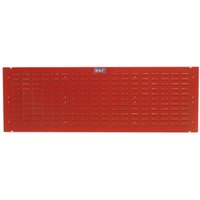 Red Sealey steel louvre panel, 1500x500mm, perforated design, rectangular shape, pack of 2.
