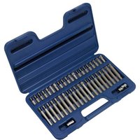 Sealey 42pc TRX-Star/Spline/Hex bit set in blue plastic case with organized slots, 3/8 and 1/2 inch square drive.