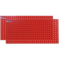 Red Sealey Perfotool storage panels, 1000x500mm, pack of 2, with evenly spaced perforations for tool organization.