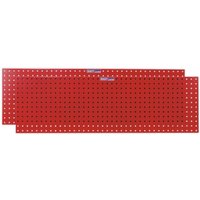Red Sealey TTS2 perforated storage panels, 1500x500mm, pack of 2, with evenly spaced holes for tool organization.