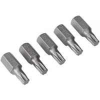 Sealey TX40S5 Trx-Star T40 short bits, pack of 5, silver metal with engraved markings, hexagonal base.