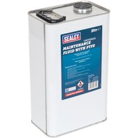 White rectangular Sealey canister with blue label, black cap, and "Universal PTFE Maintenance Fluid" text.