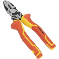 Red and yellow Sealey VDE insulated combination pliers with ergonomic grips and precision cutting edges.