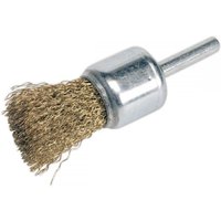 Sealey VS1803 flat top decarbonising brush, 25mm, with brass bristles and a silver cylindrical handle.