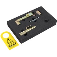 Sealey VS4387 timing tool kit with metal components in foam case, designed for Ford and Volvo petrol engines.