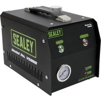 Black Sealey VS868 smoke diagnostic tool with handle, pressure gauge, and control knobs on the front panel.