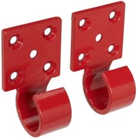 Red Sealey wall brackets with four mounting holes and curved hooks for CC01 cable carrier stand.