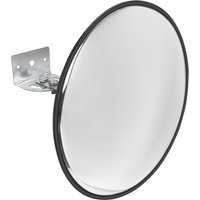 Sealey wall mounting convex safety mirror with black rim and metal bracket.