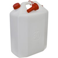 White Sealey water container with red cap and spout, rectangular shape, and 30-liter capacity marking.