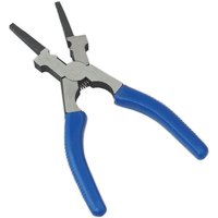 Sealey Welders Pliers with blue rubber grips, silver metal body, and flat, pointed jaws for welding tasks.