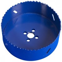 Blue Sealey HSS hole saw blade Ø114mm with serrated edge and central mounting holes.