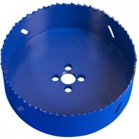 Blue Sealey HSS hole saw blade Ø127mm with serrated edge and central mounting holes.