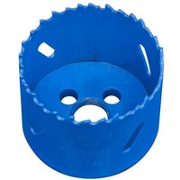 Blue Sealey HSS hole saw blade, 57mm diameter, with sharp teeth and three central holes.