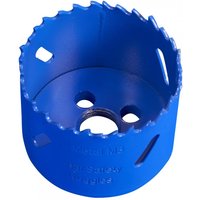 Blue Sealey HSS hole saw blade Ø64mm with jagged edge and multiple side holes for efficient cutting.
