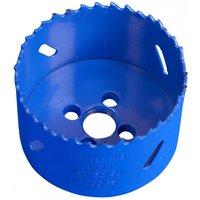 Blue Sealey HSS hole saw blade, 70mm diameter, with jagged cutting edge and multiple circular cutouts.