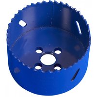 Blue Sealey HSS hole saw blade Ø76mm with serrated edge and multiple circular cutouts.