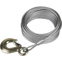 Steel wire cable for GWE1200M winch, coiled with a gold metal hook attached at one end.
