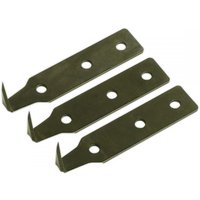Set of three black Sealey windscreen removal tool blades, 25mm, with three circular holes and angled tips.