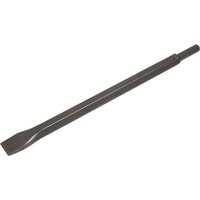 Flat chisel for Kango 637 by Sealey, long steel body with a hexagonal shank and wide flat cutting edge.