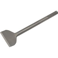 Sealey Worksafe SDS Max wide cranked chisel, silver steel with flat wide blade and grooved cylindrical handle